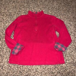 Orvis Sweatshirt Womens Medium Plaid Signature Trimmed 1/4 Zip Sweater Flip Cuff